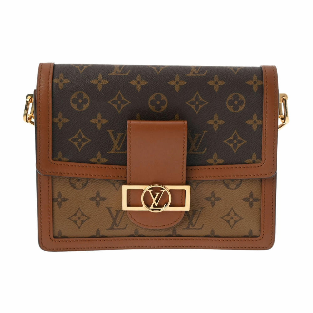 LOUIS VUITTON Monogram Reverse Dauphine Camel Tan Brown Canvas Shoulder Bag